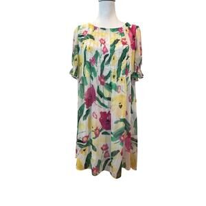 DKNY FLORAL SHORT chiffon TUNIC SUNDRESS WOMENS SIZE 12